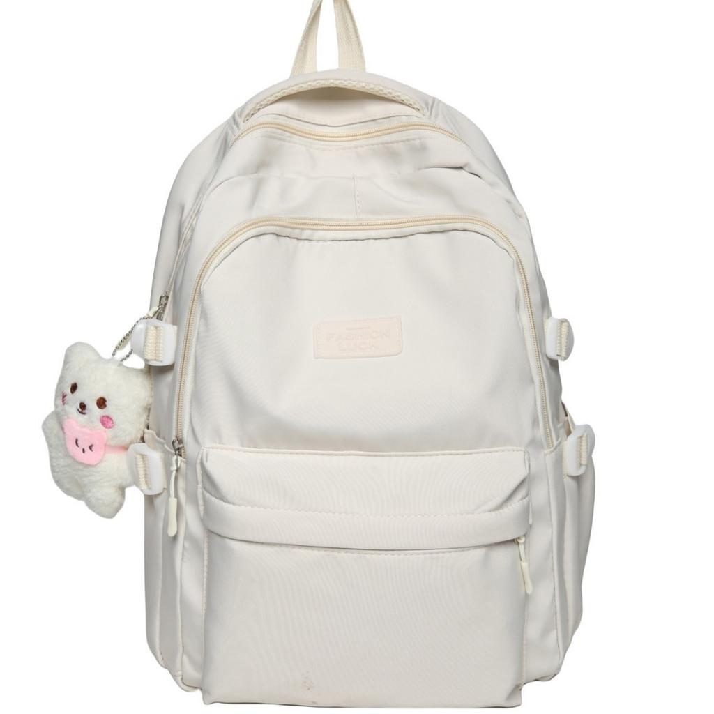 School bag female Japanese junior high school student high school student backpack female large capacity solid color simple computer bag backpack