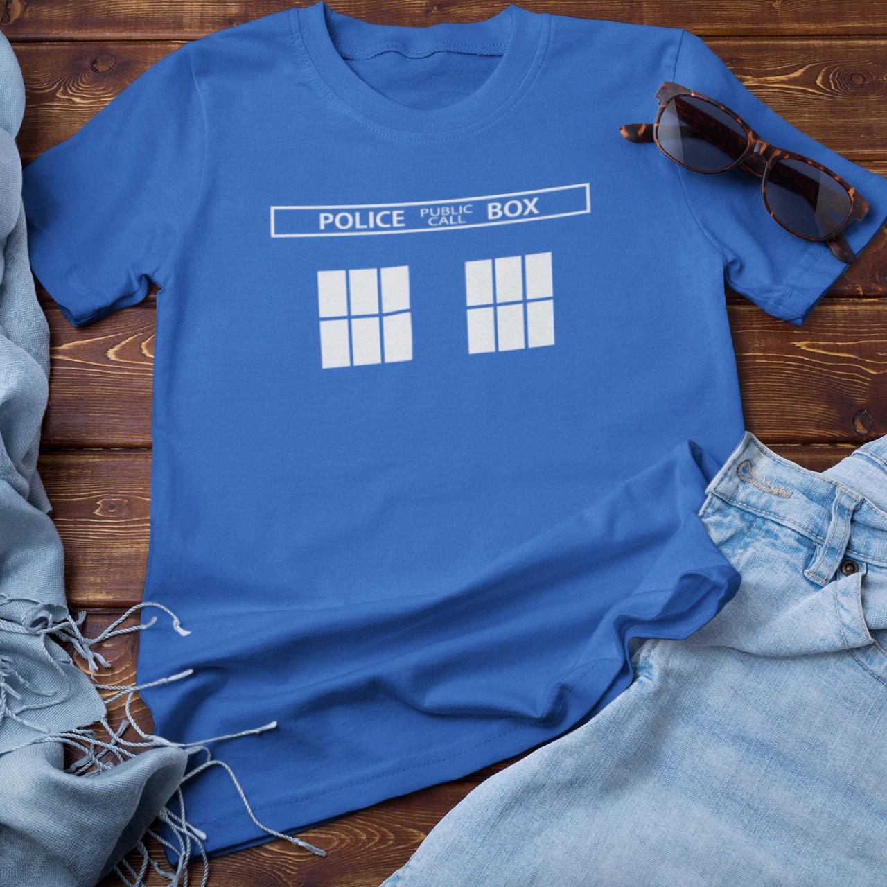 POLICE BOX / TARDIS T-Shirt ALL SIZES (BBC Dr Who Cult TV 80s Sci Fi 70s Doctor) L