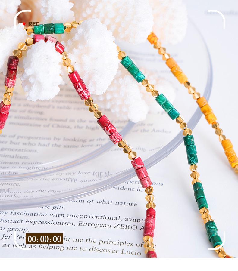 European-American Summer Multi-Color Beaded 18k Gold Imperial Stone Fairy Necklace