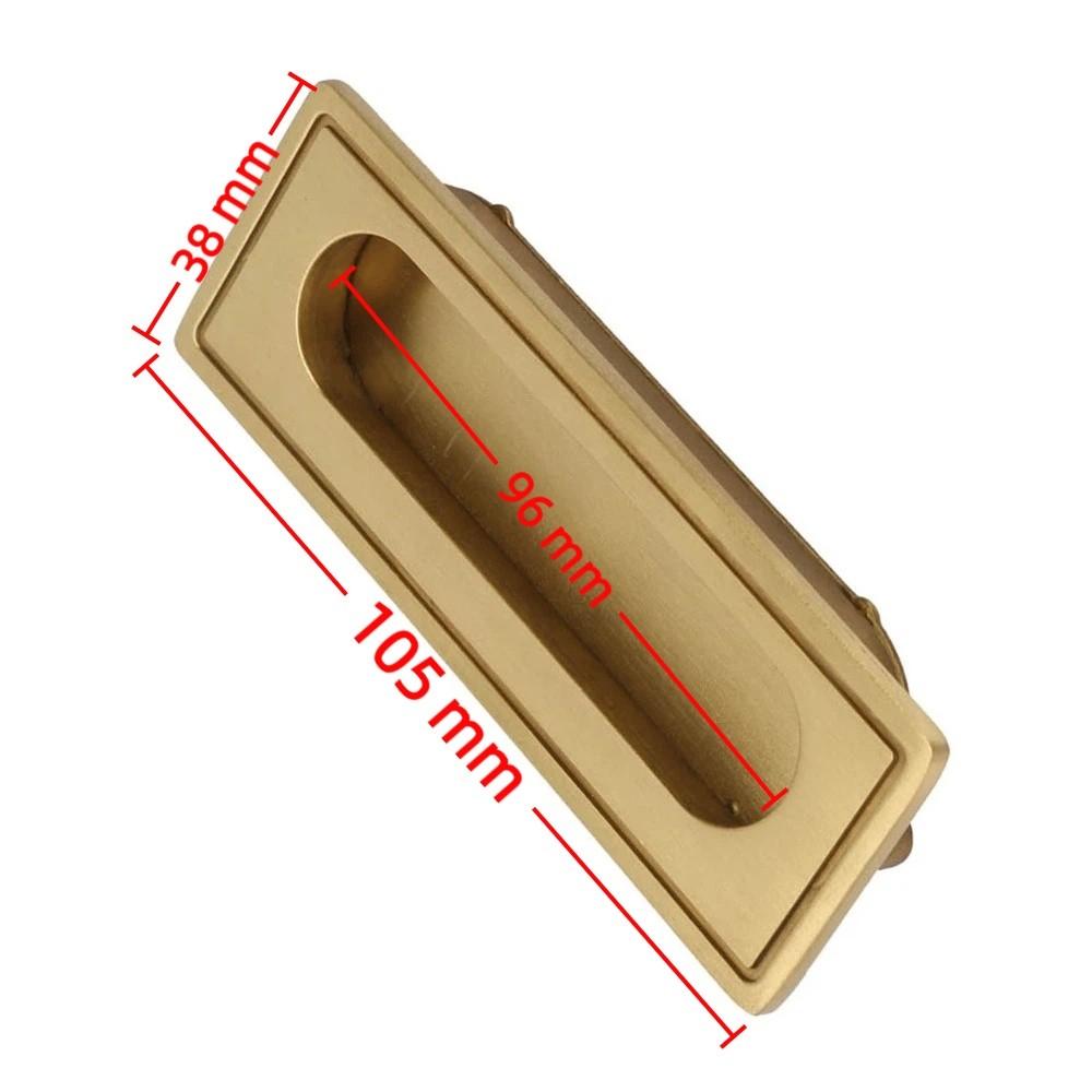 Brass Recessed Handle 105x38x11.5mm Flat Finger Pull Design Flush Pull Handle With 2 Installation Screws Brass Cabinet Hardware