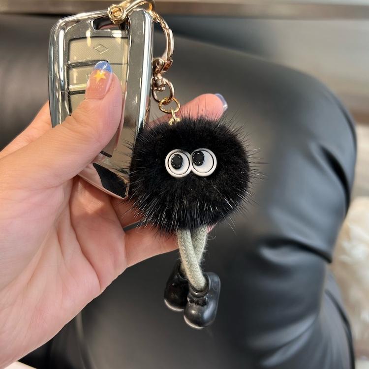 [Cute Long Legs] Mink Hair Car Keychain Pendant Ins Internet Celebrity Hair Pom-pom Book Bag Pendant