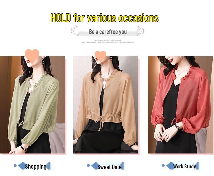 Cardigan Parasole in Chiffon: Leggero Sciarpa Estiva per Vestiti Canottiera, Giacca Corta Larga Modellante.
