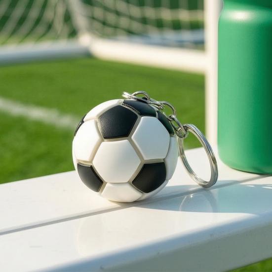 Keychain Pendant with LED Light Realistic Football Design Keyring Compact Bag Decoration Night