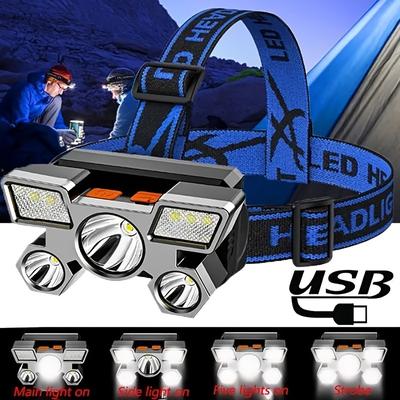 Reflektory 5LED, ładowanie silnym światłem, latarka zestawu słuchawkowego o wysokiej jasności, ładowanie USB, bateria 18650, super jasne nocne światła wędkarskie i górnicze