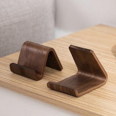 Creative Home Offi Desktop Decor Walnut Wood Phone Holder Stand Multifunctional Wood Front Desk Business Card Display Rack