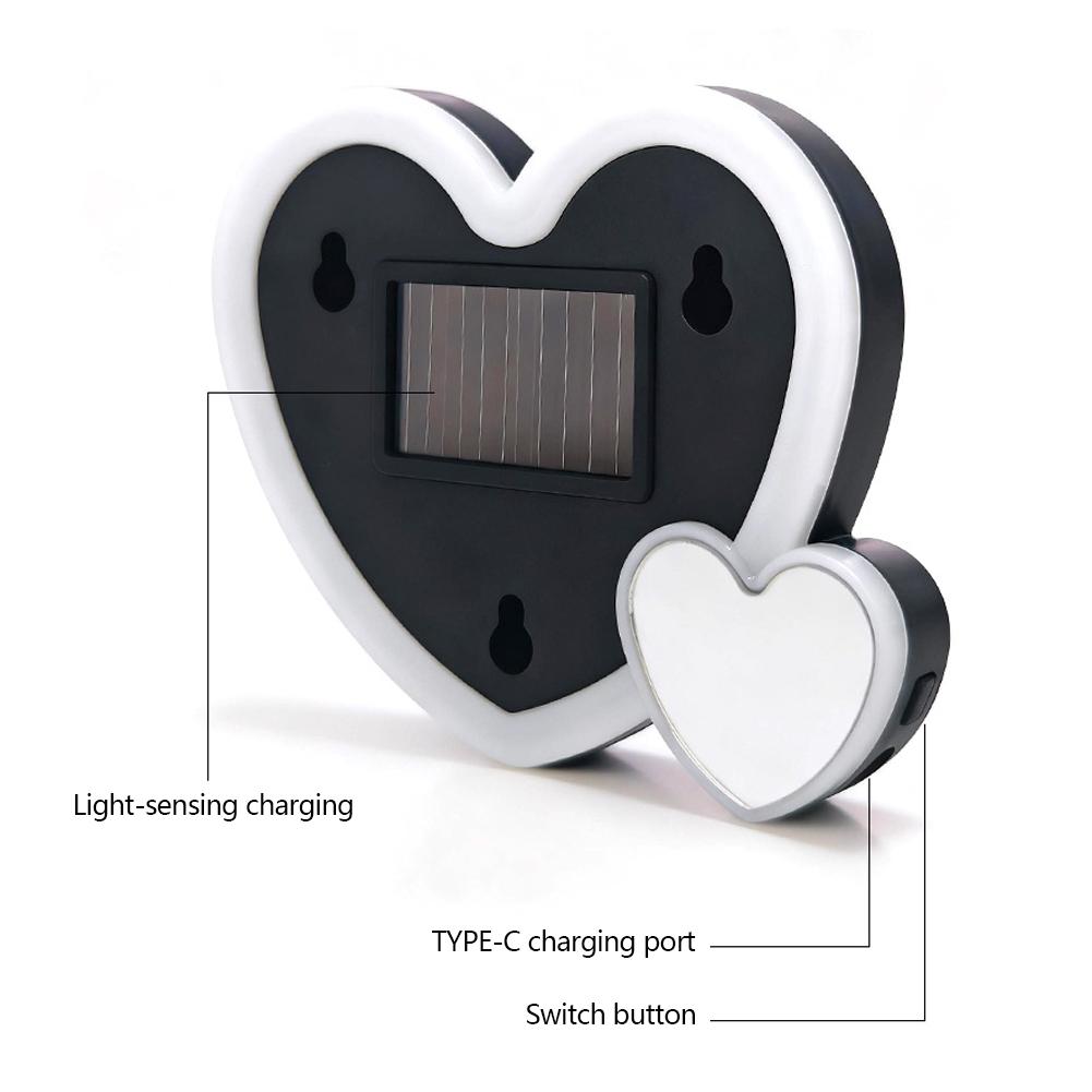 Easy Installation Dual Heart Shape Wireless Car LED Heart Light Suction Cup Solar Powered Soft Illumination Car Neon Light