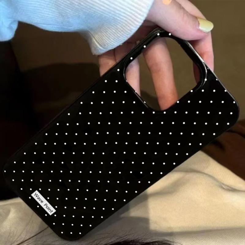 Minimalist Black White Polka Dot Phone Case for iPhone17 16 15 14 13 12 11 Pro Max Aesthetic Dot Shockproof Cover for WomenGirls