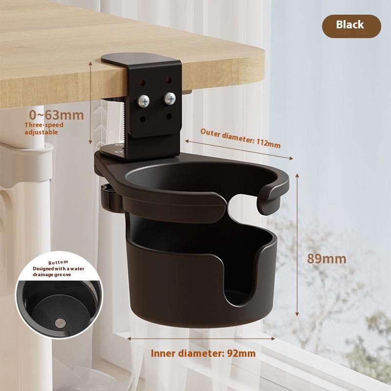 Adjustable 360 Degree Rotating Desk Cup Holder Clamp Anti-Spill Anti-Fall Table Edge Mounted Coffee Mug Holder Organizer