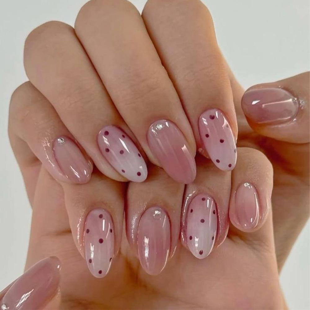 Gradient Oval Polka Dot Wearable Nail Art - Hot Selling Fake Nails