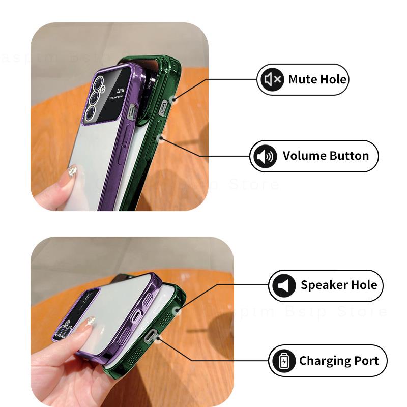 Luxury Plating Clear Silicone Case For Samsung Galaxy A54 A53 A52 A34 A14 A24 A33 A32 A52S A51 A72 A73 5G Lens Protector Cover