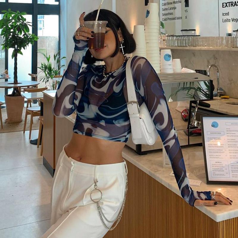 2023 Crop Top Short O Neck Lucency Women Knit Long Sleeve Summer Casual T Shirt Basic Streetwear Ribber Tops