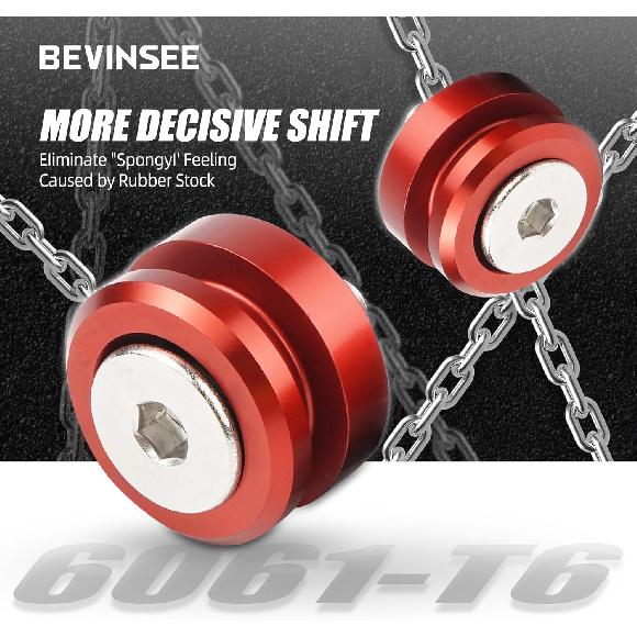 Bevinsee Shifter Base Bushings Compatible with Honda Civic FN2 Type R FD2 Type R 2006-2011 Red