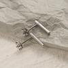 S925 Sterling Silver Zirconia Row Diamond Stud Earrings