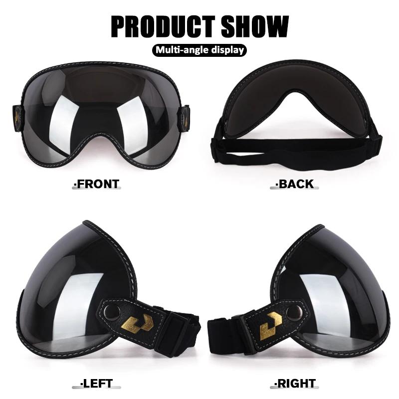 Uchoose Adatta a Tutti Casco Integrale Mezzo Casco Moto Vintage Retro Scudo Bolla Visiera Lente Occhiali da Sole Occhiali Accessori