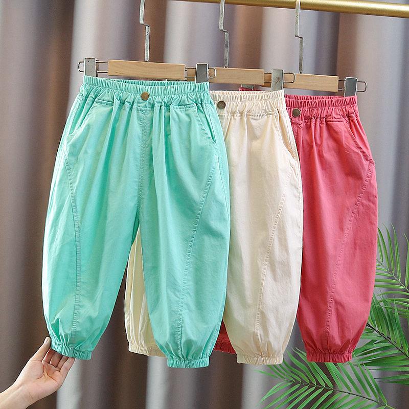 Girls' Pants Summer Thin Cotton Sports Pants Girls' Pants Baby Mosquito Proof Pants Summer Lantern Pants