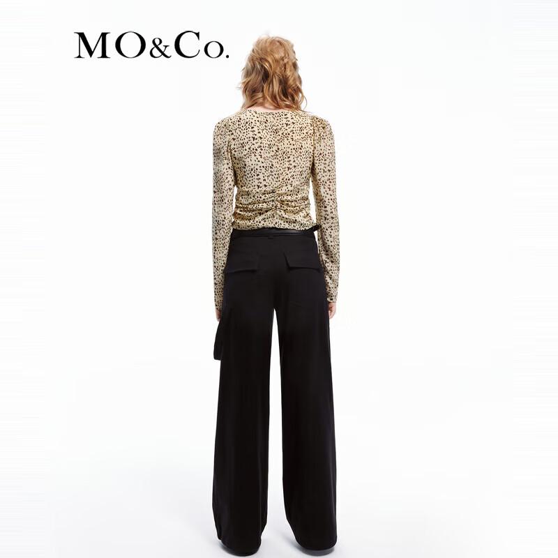 MO&Co. Women's Pleated Wide-Leg Low-Waist Cargo Pants