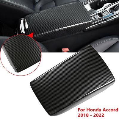 Car Interior Center Console Armrest Box Panel Cover Trim Carbon Fiber Black For Honda Accord 2018-2020 2021 2022 Accessories