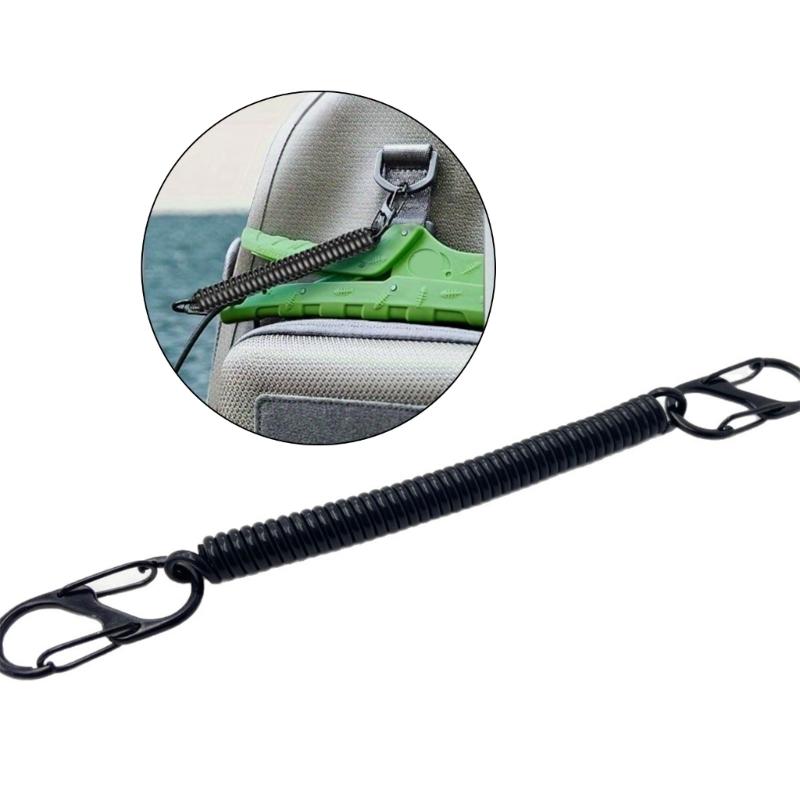 Fishing Lanyards Retractable Coiled Tethers with Carabiner Spring Elastics Rope Boating Fishing Rope Retention Rope