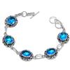 Swiss Blue Topaz Gemstone Handmade 925 Srerling Silver Bracelet 7-8"