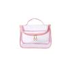PVC Transparent Makeup Bag Solid Color Handheld Makeup Pouch Cute Mesh Cosmetic Bag  Lady