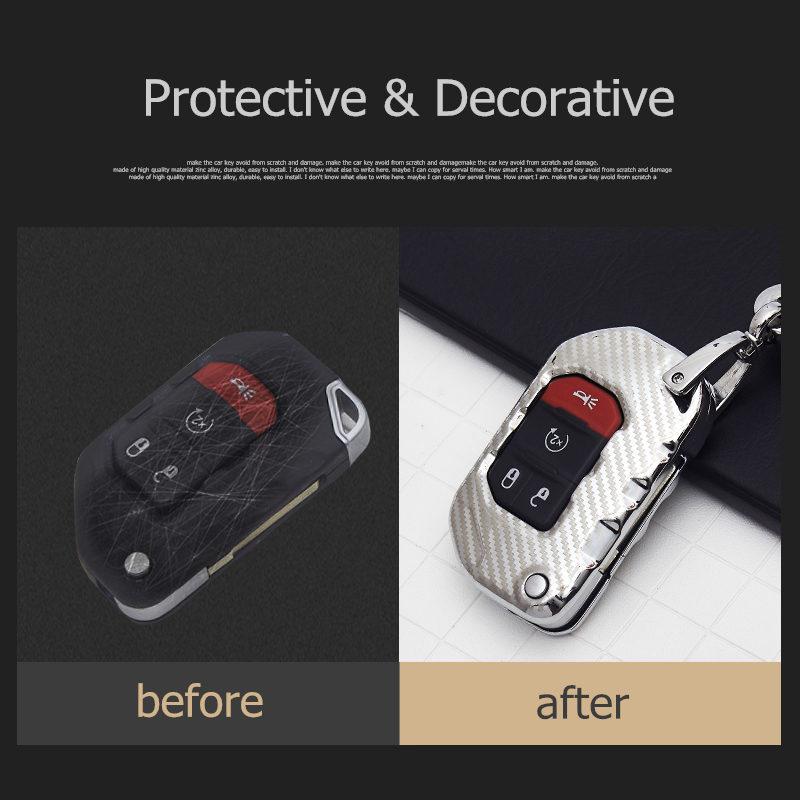 Metallschlüsselhülle Abdeckung Für Jeep Gladiator JT JLU Wrangler JL Fernbedienung Schlüsselanhänger Schutzhülle Halter Zubehör