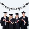 Congrats Grad Banner Decorations - Hanging Glitter Graduation Banner with Cap Garland Sign Bunting for Graduation Celebration Photo Backdrop, College