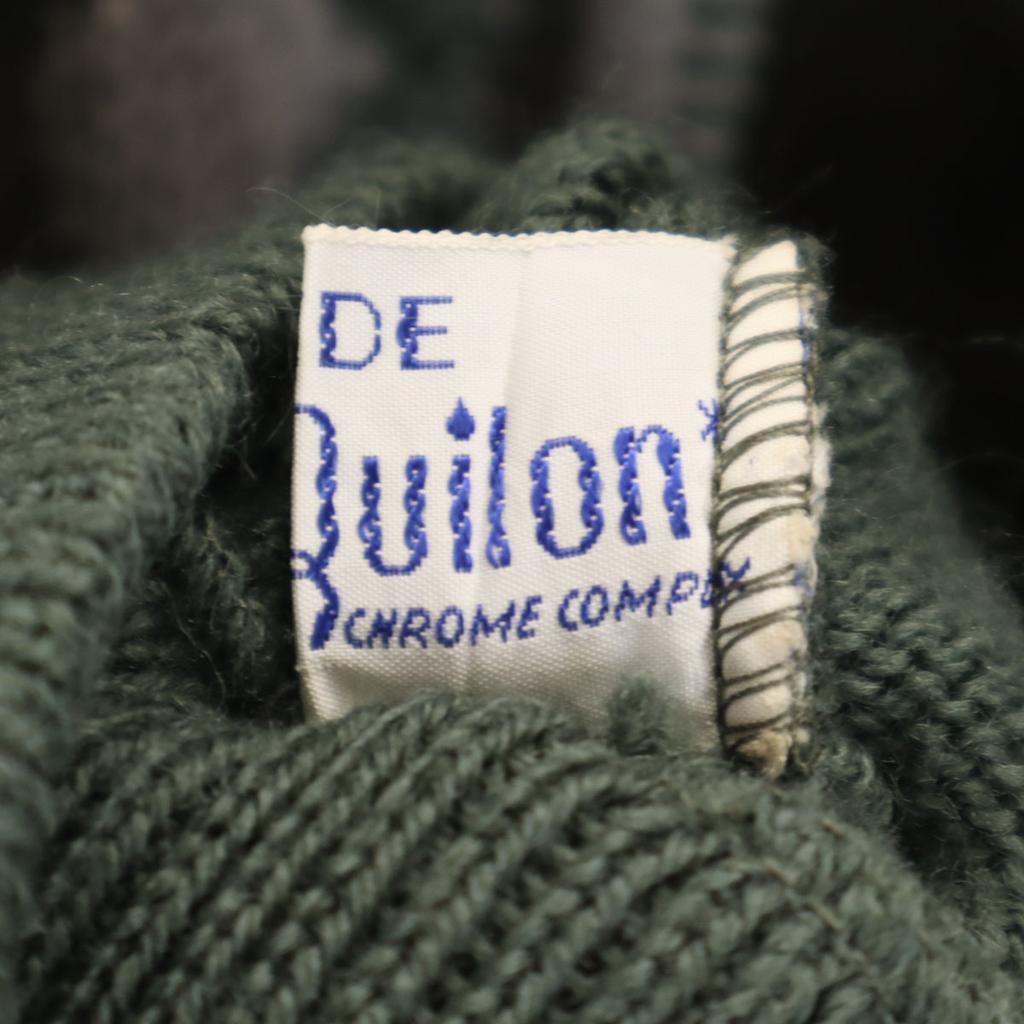 Sears 70s vintage Long sleeve Suede leather switching sweater M knit Men's Used