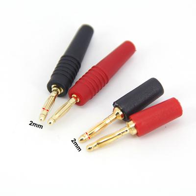 2 MM vergoldete Bananensteckerbuchse Elektrischer Anschlussadapter Schwarz/Rot für Prüfspitzen Instrumentenmessgerät CCTV-Kabelstecker