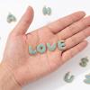 Capital A-Z Initial Letter Pendants Pave Blue Synthetic Stone Minimalist Jewelry Charm for DIY Craft Accessory