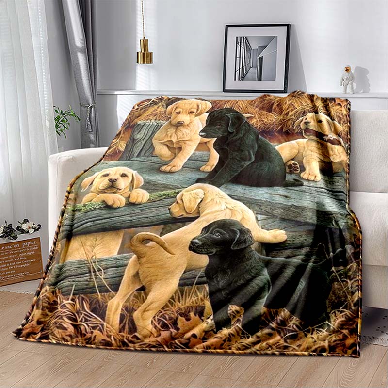 All Breeds Dogs Flannel Blanket, Soft Warm Throw with Multi Dog Faces Print for Bed Sofa, Cozy Bedding for Dog Lovers