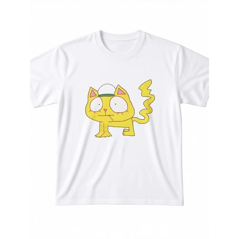 Summer Boys Girls Scaredy Cat Pattern T Shirt Kid Baby Youth Men Women Tee Oversized Short Sleeve Graphic Tee Casual Cotton Streetwear Top