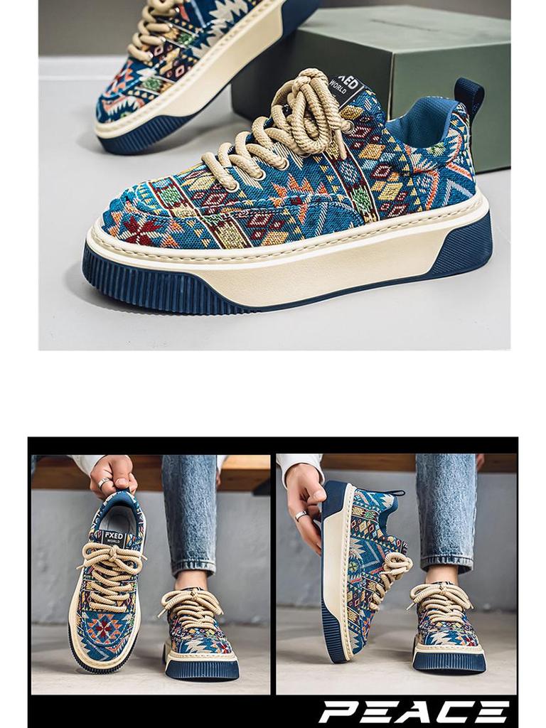 Pánské trendy retro plátěné tenisky s nízkým svrškem - ležérní jarní/letní streetový styl