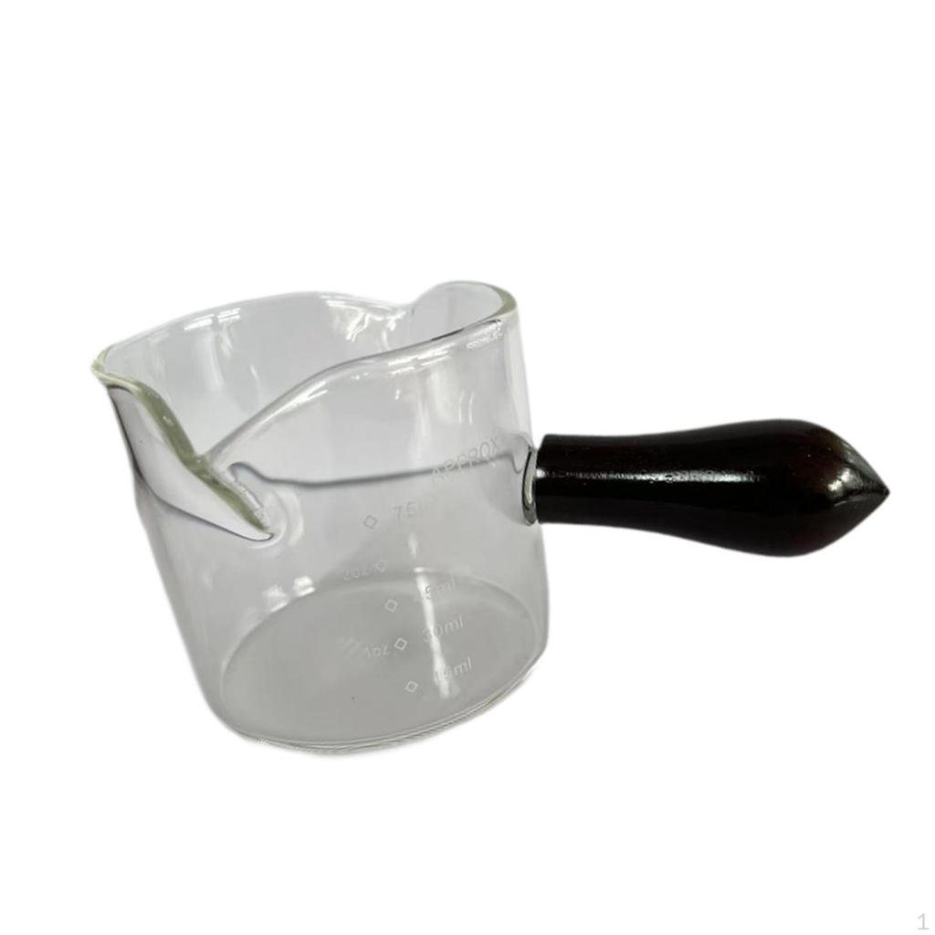 Clear Glass Jug with Double Spout for Espresso and Milk Measurement