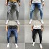 Jeans Uomo Aderenti Stretch Aderenti Jeans a Piedi Stretti