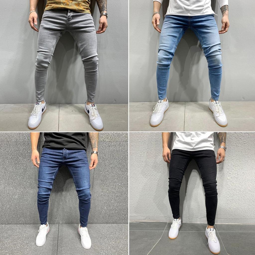 Jeans Uomo Aderenti Stretch Aderenti Jeans a Piedi Stretti