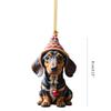 7PCS Funny Dachshund Christmas Stocking Pendant Playful Dog Ornaments for Christmas Tree Hanging Pendant