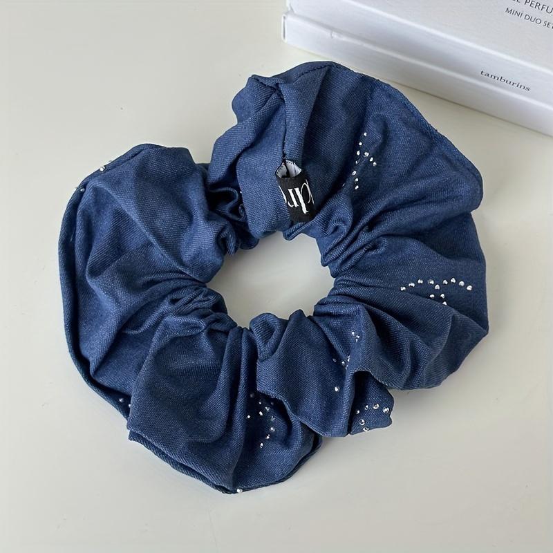 Vintage Denim Scrunchies Große Größe Elastisches Haarband Gummibänder Damen Haarschmuck Kopfbedeckung