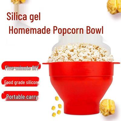Mikrowellen-Silikon-Popcornbereiter mit Griff, Deckel und faltbarem Behälter
