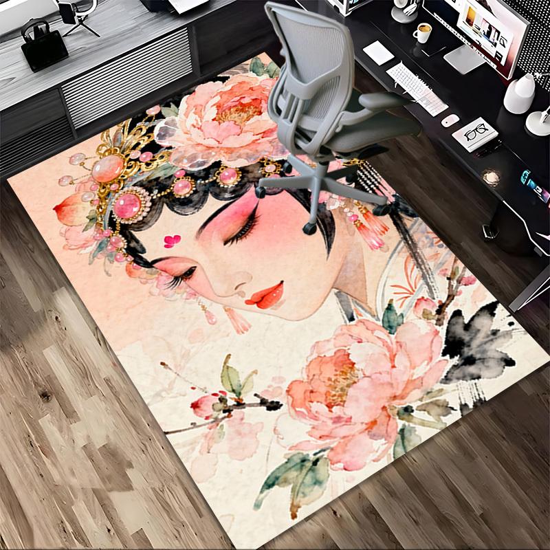 beijing opera beauty Pattern Area Rug, Office Carpet Indoor Outdoor Entrance Doormat, Non-Slip Soft And Comfortable, Living Room, c122060