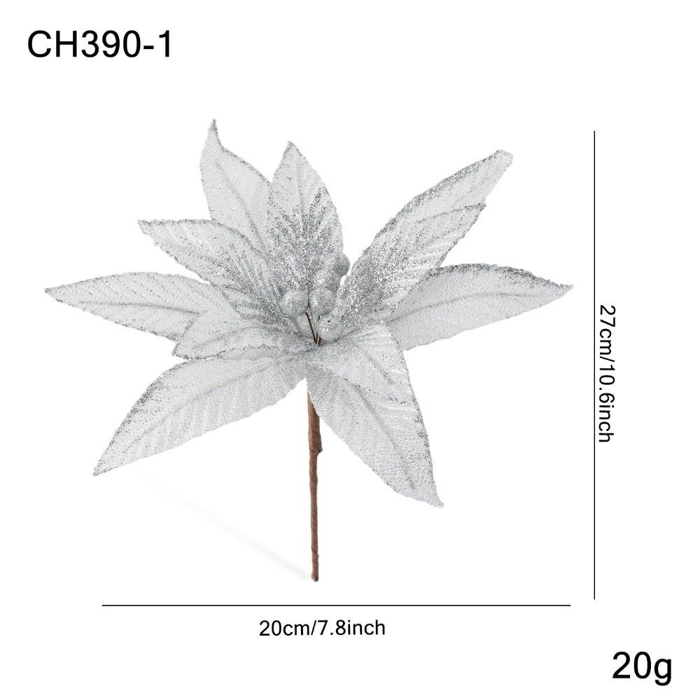 New 20CM Artificial Poinsettia Flower Sequins Sparkling Christmas Glitter Flower Glitter Sequins Flower Home Decoration