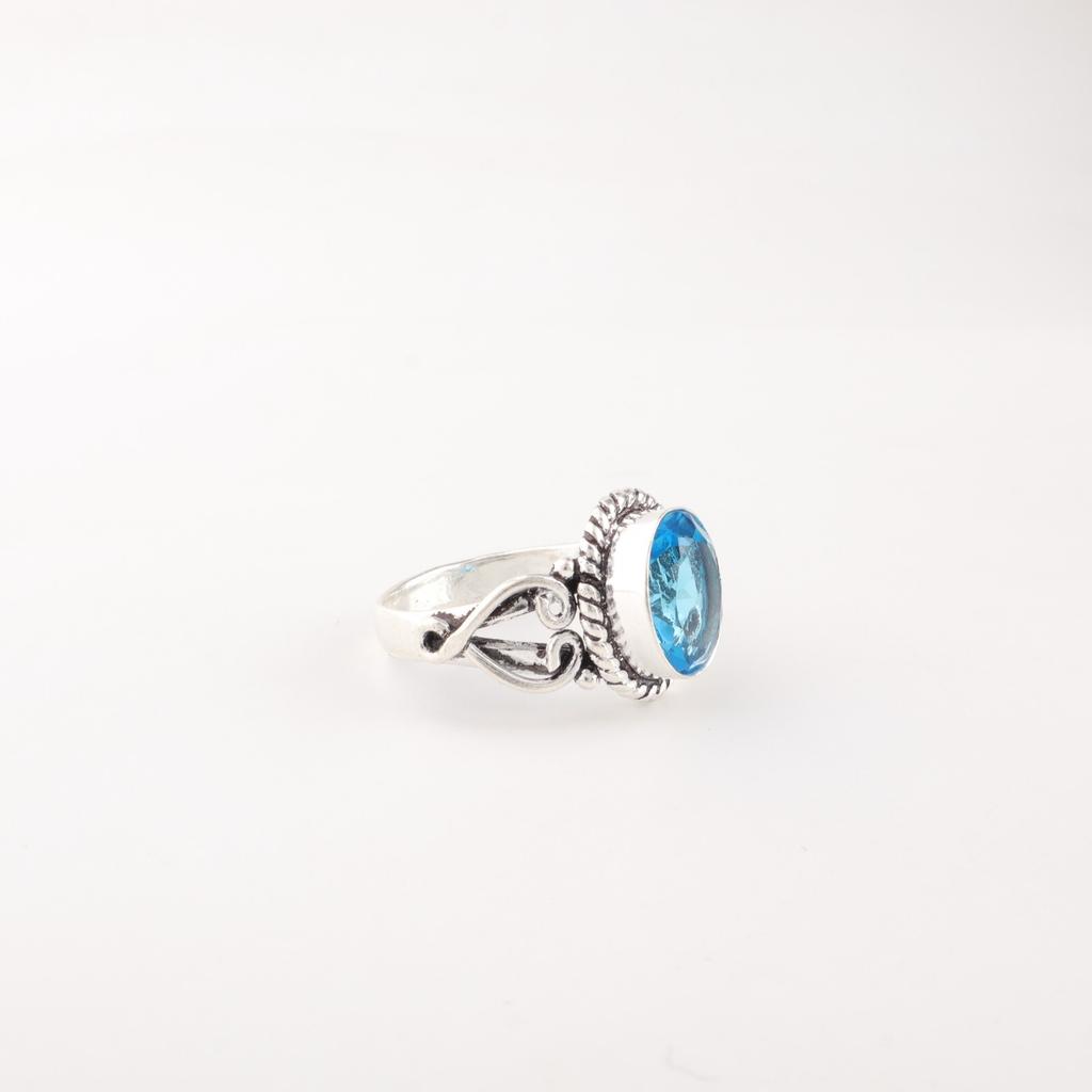 Rare Swiss Blue Topaz Gemstone 925 Sterling Silver Jewelry Handmade Promise Ring RR-8-4