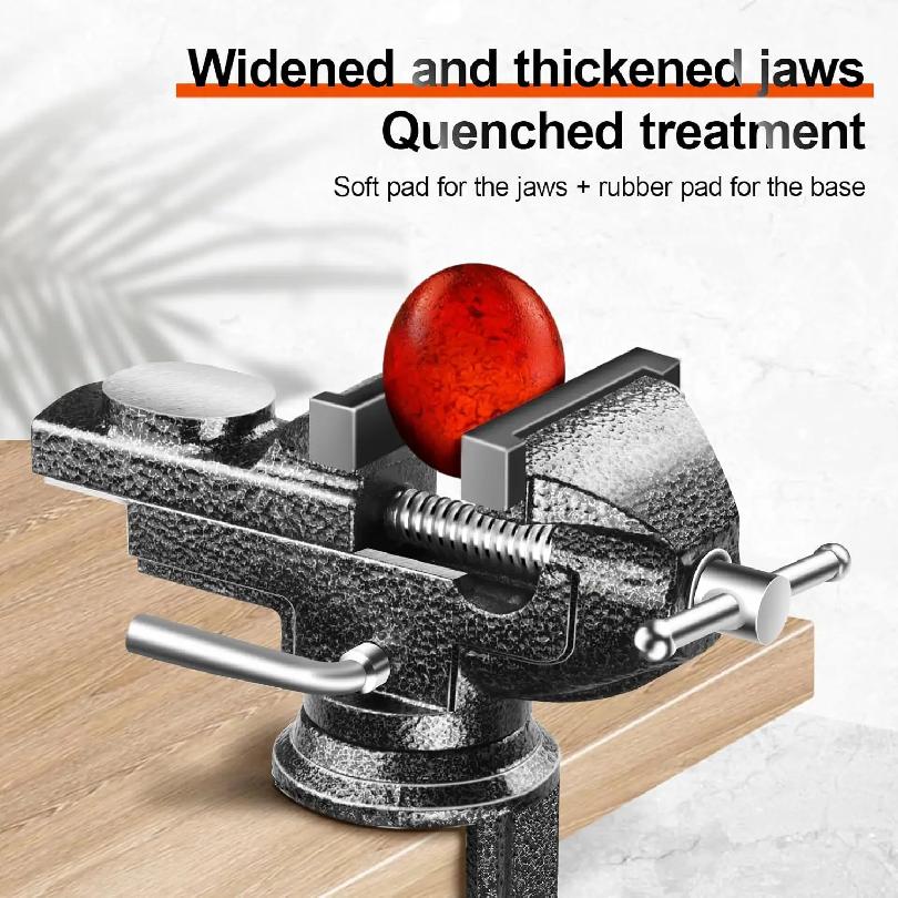 Professional Table Vise , 360° Rotation Work Clamp-On Vise, Versatile Use, Heavy Duty Construction for Woodworking, Metalworking