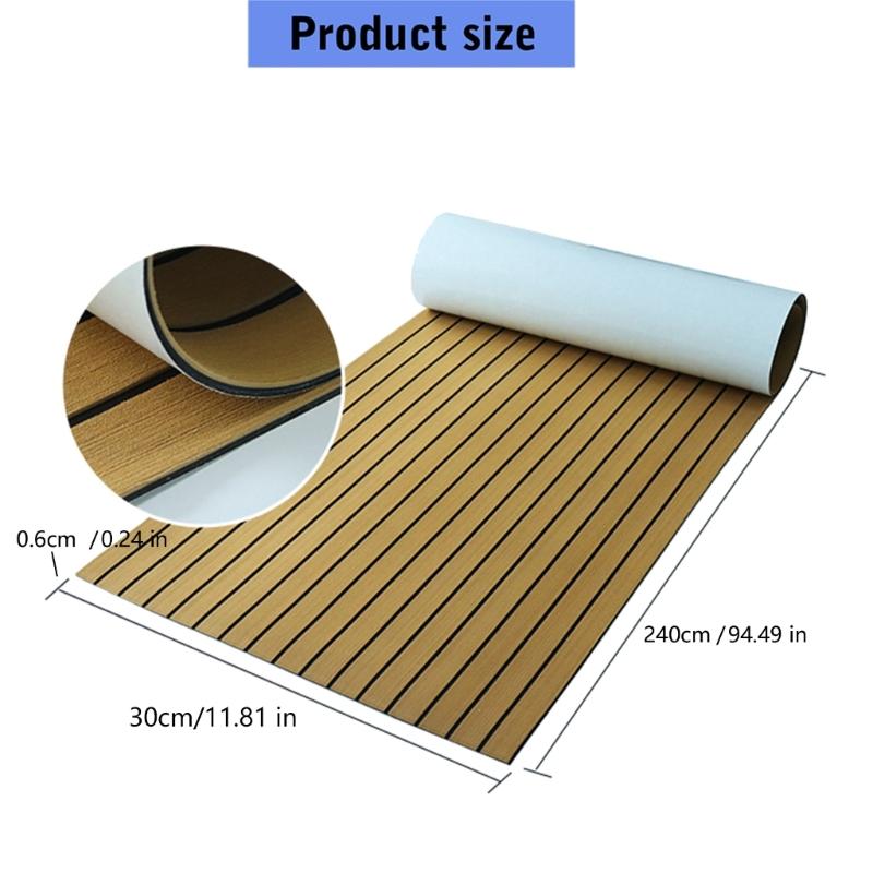 Foam Marine Decking Mat with Adhesive Underside, High-Density Cushioning and Grooved Texture for Direct Placement