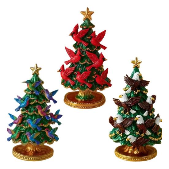 Christmas Ornament Colorful Christmas Tree Resin Display Mold with Bird Decor Living Room Bedroom Home Party Decor