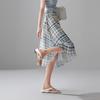 SOFSIL 100% Silk Retro Plaid A-line Midi Skirt