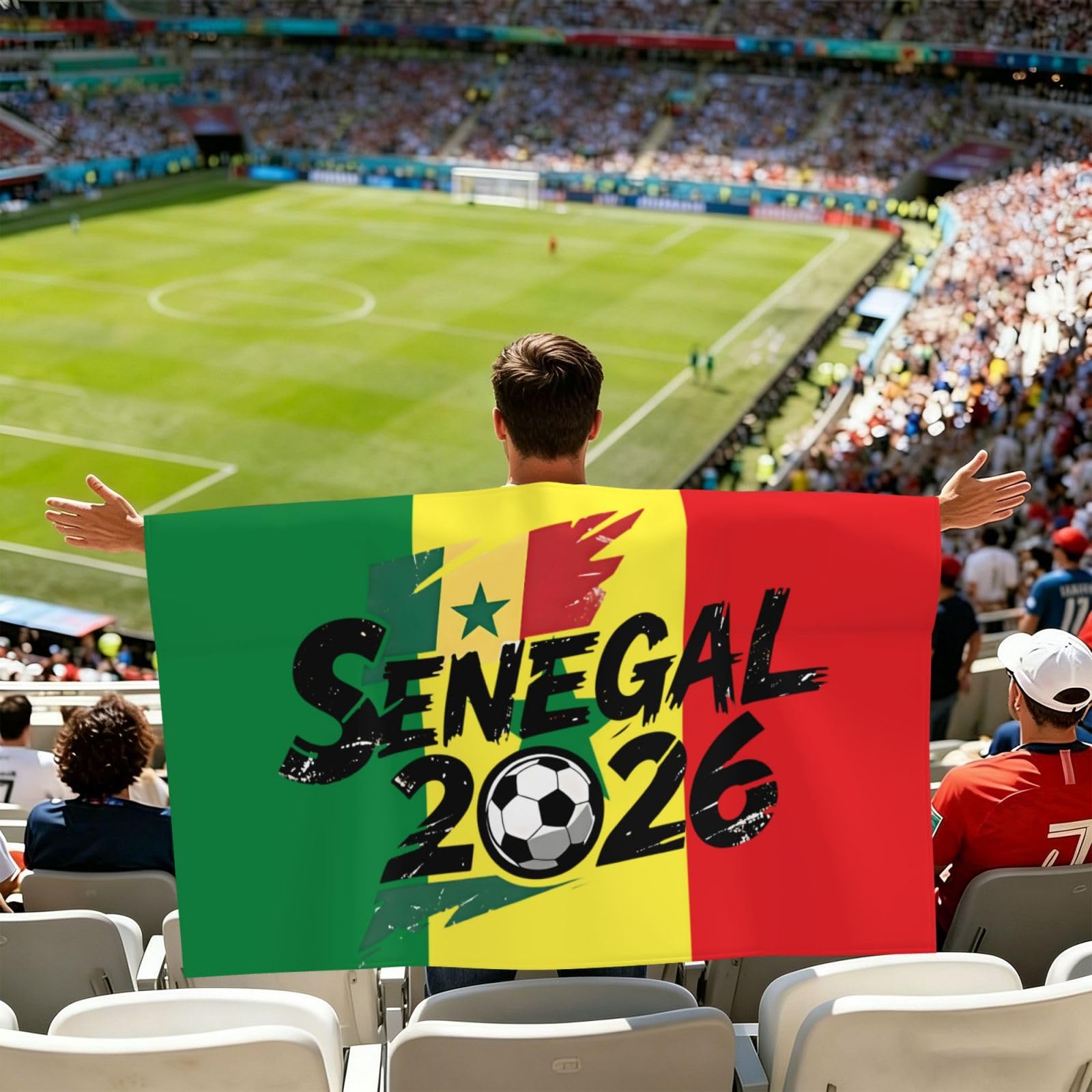South Africa 2026 Soccer Fan Cape Lightweight Portable Supporter Flag Scarf Stadium Accessory for World Cup Events and Sports Gatherings one size