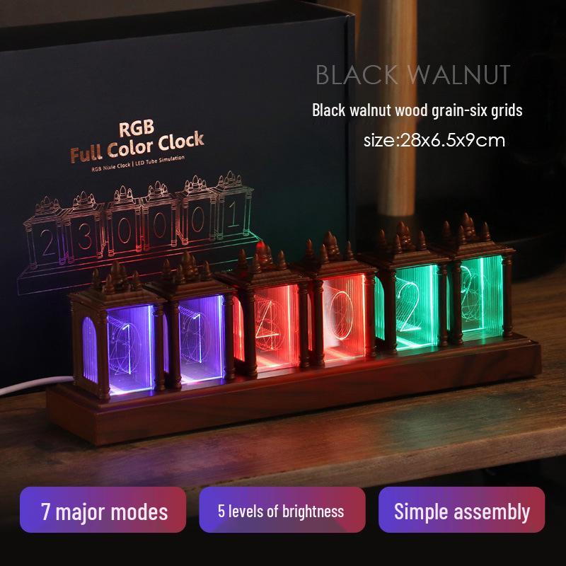 RGB Glow Tube Esports Desktop Clock - DIY Artistic Ornament and Gift