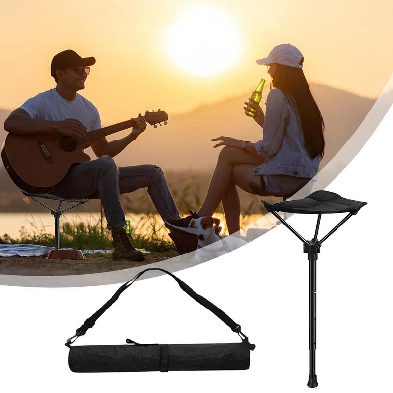 Folding Walking Stick Tripod Stool Adjustable Height Seat Stick Adjustable Seat Folding Stool Retractable Stick Chair Dropship nero