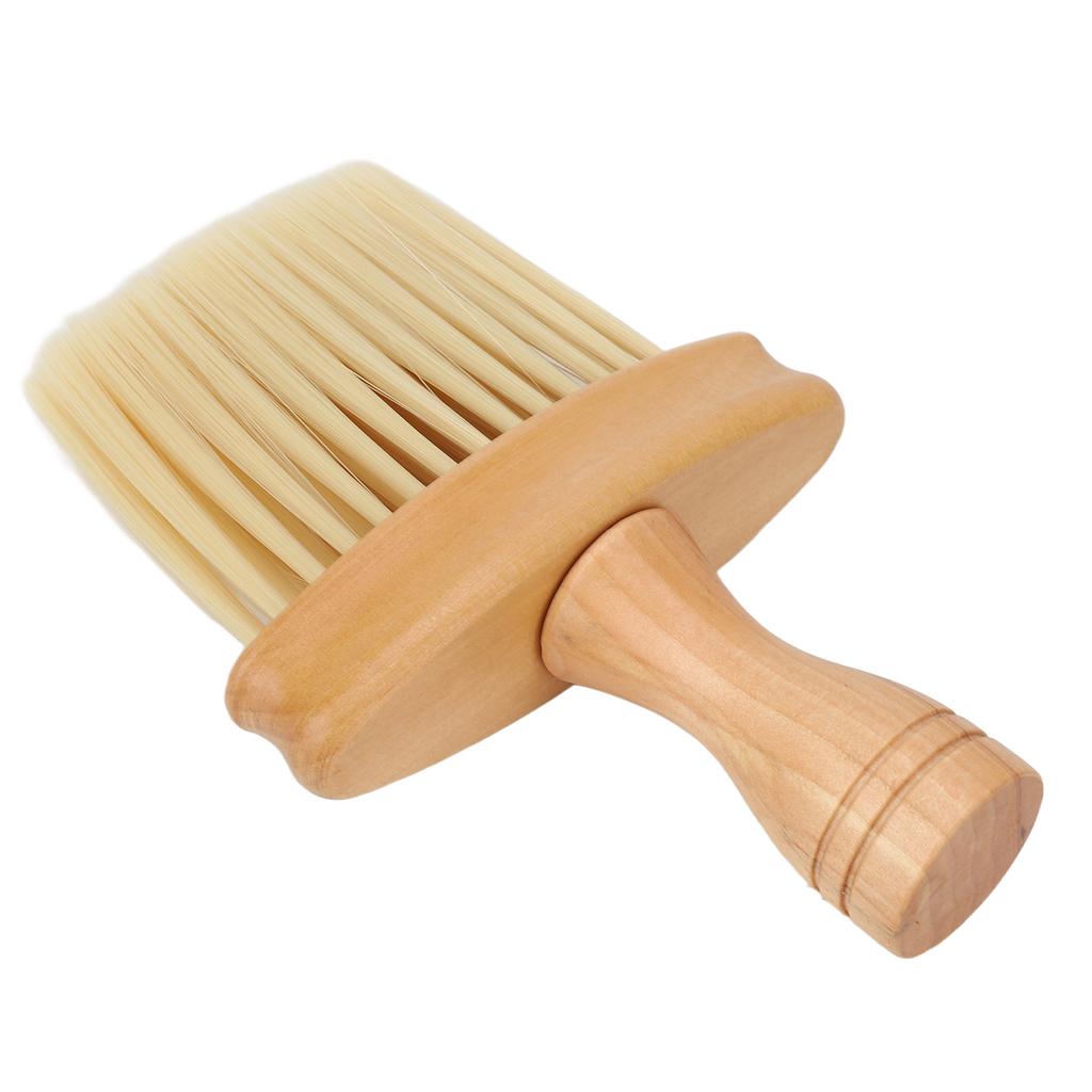 Barber Brush Neck Duster Nylon Bristles Simple Style Neck Duster with Wooden Handle Barber Brush for Hair Cutting