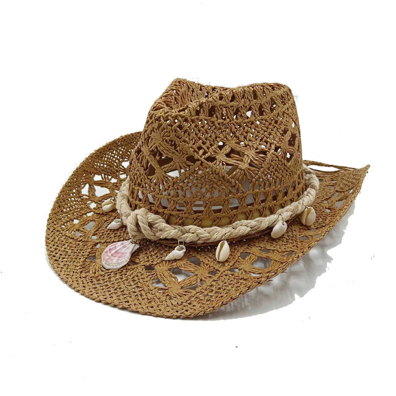 

New color hollow cowboy straw hat spring and summer sun protection beach sun hat men and women cowboy straw hat sombrero vaquer M55-58cm